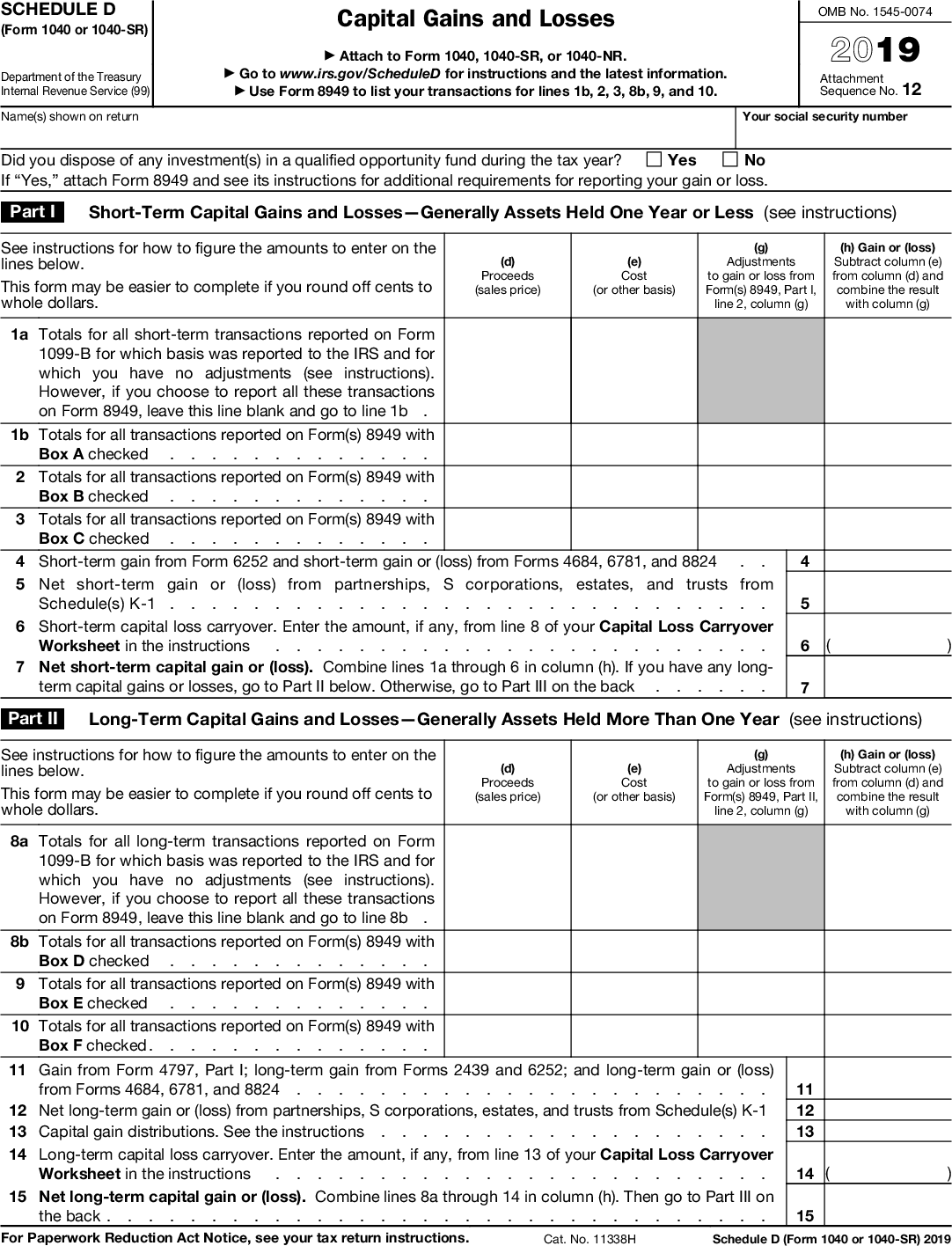 IRS Schedule D.