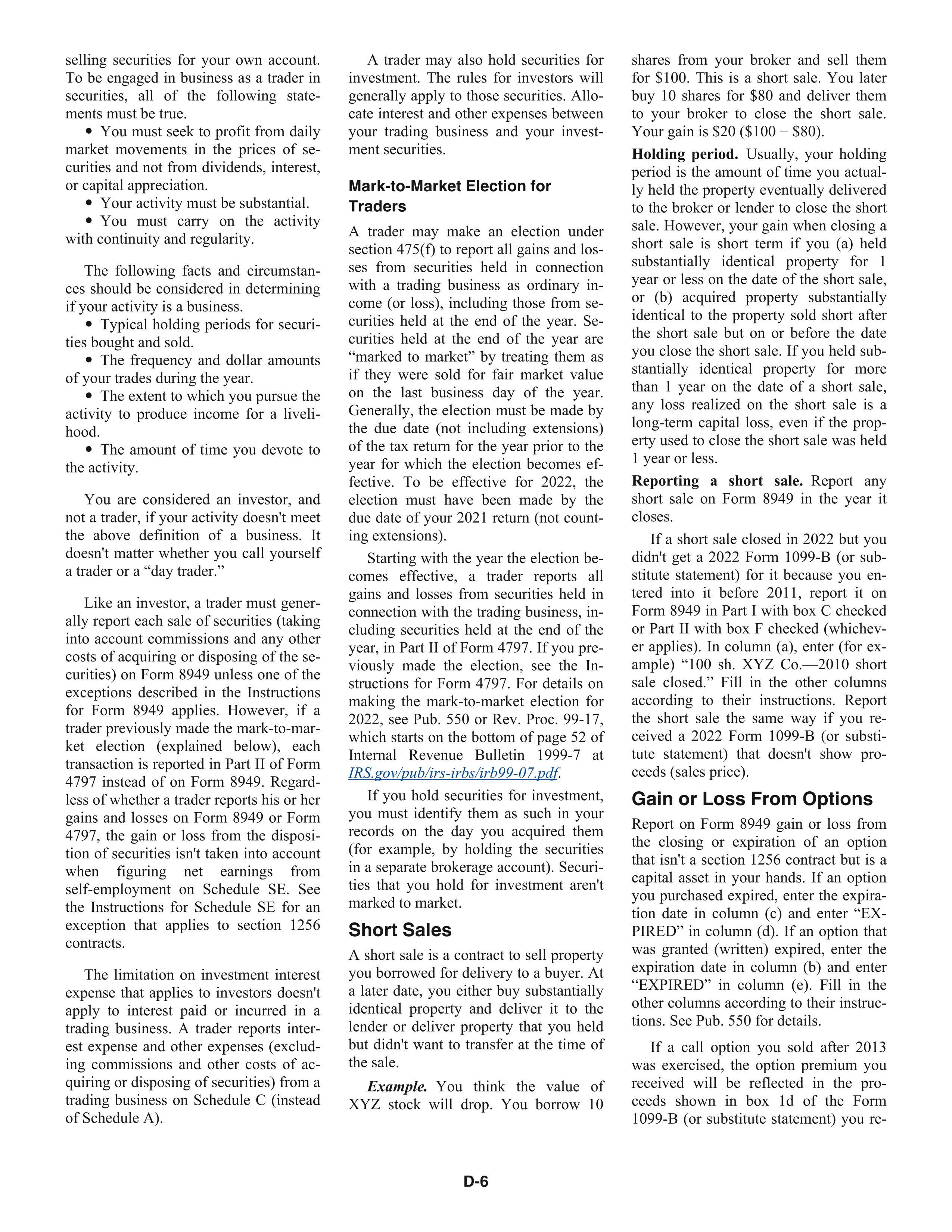 IRS Schedule D Instructions