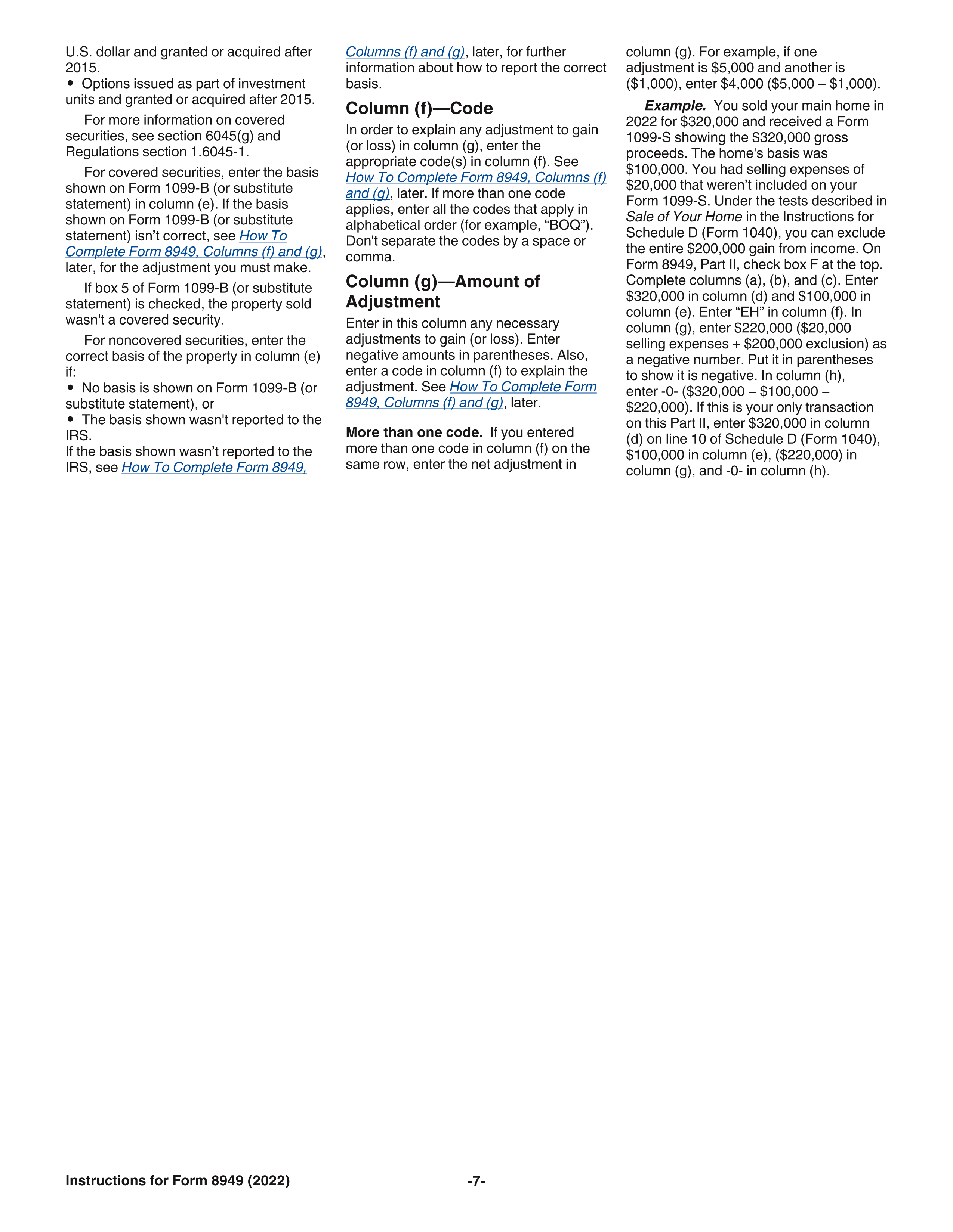 IRS Form 8949 Instructions
