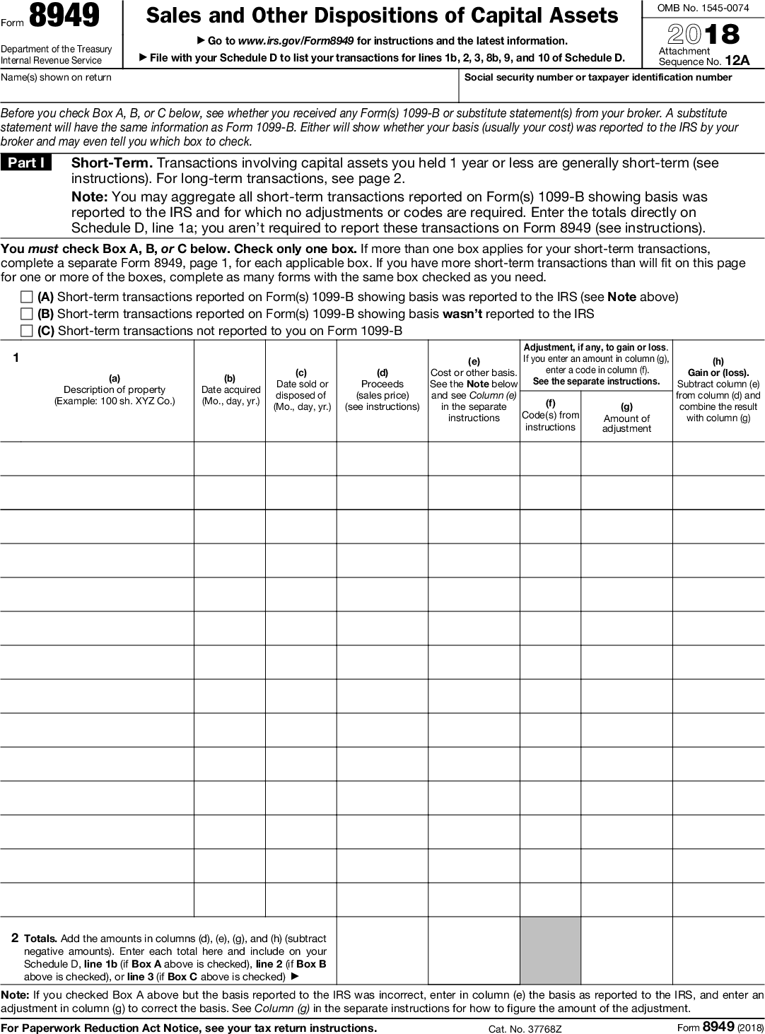 Online Generation Of Schedule D And Form 8949 For 10 00 Our Program Will Convert Your Spreadsheet Or Broker 1099 B Data File To Irs Form 8949 In Pdf Format