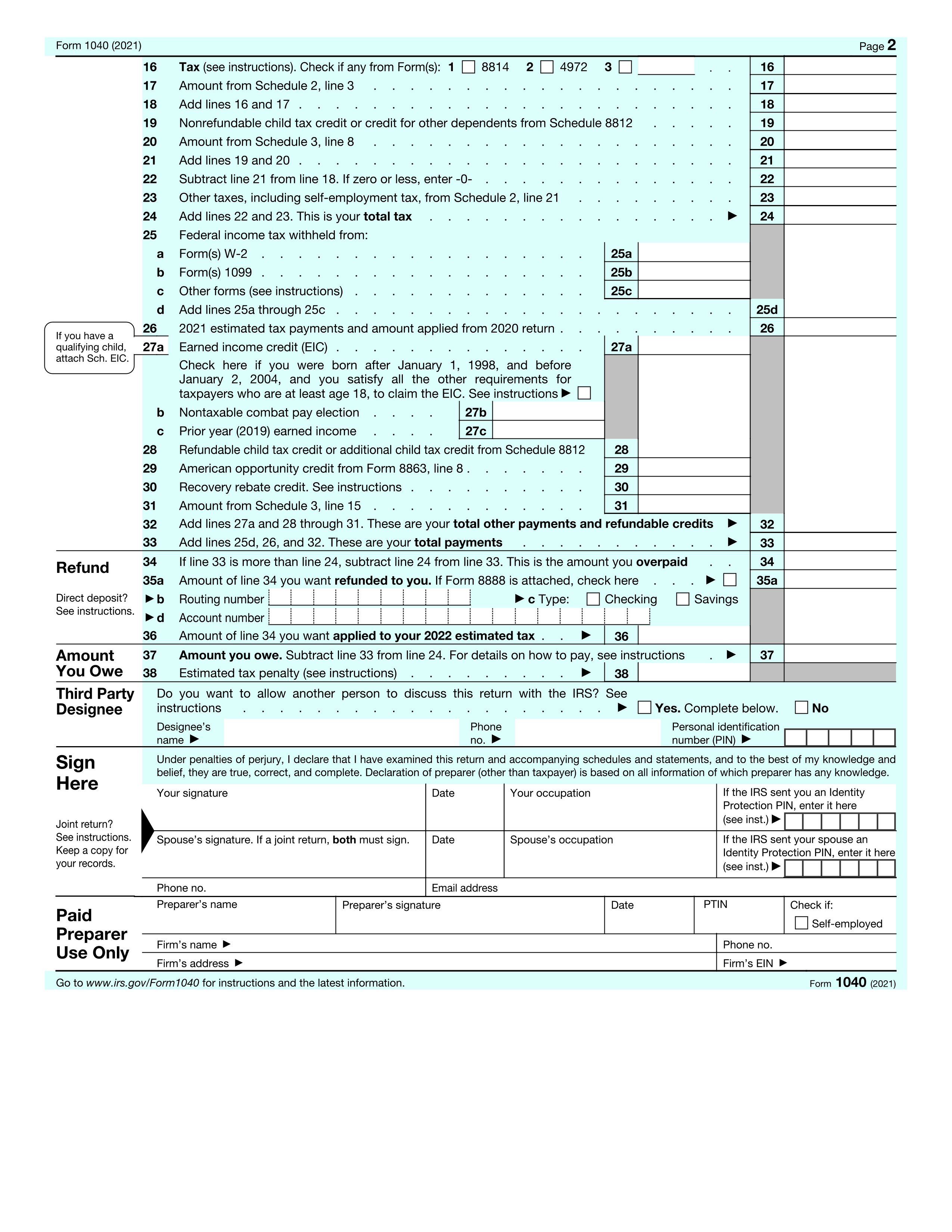 Form 1040 page 2