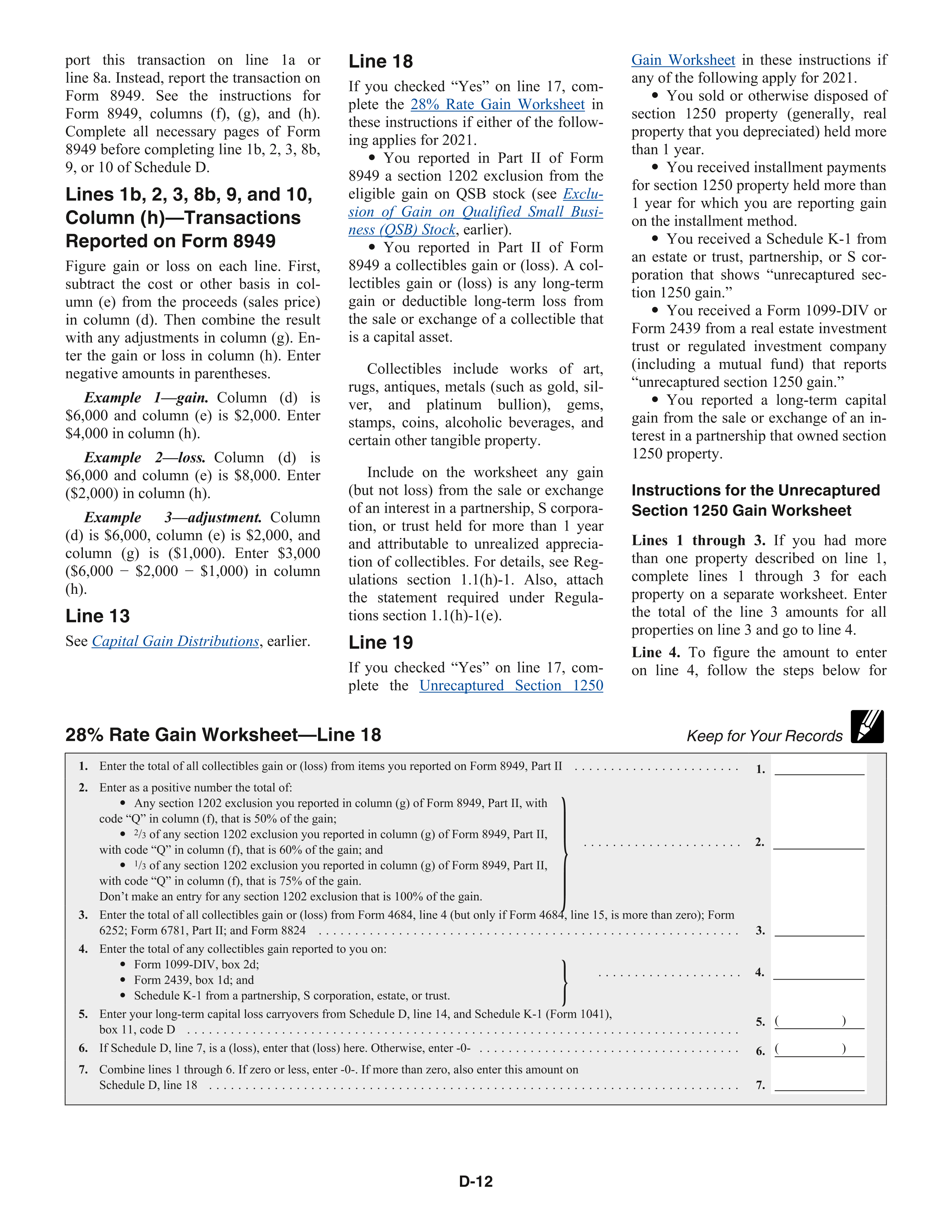 IRS Schedule D Instructions