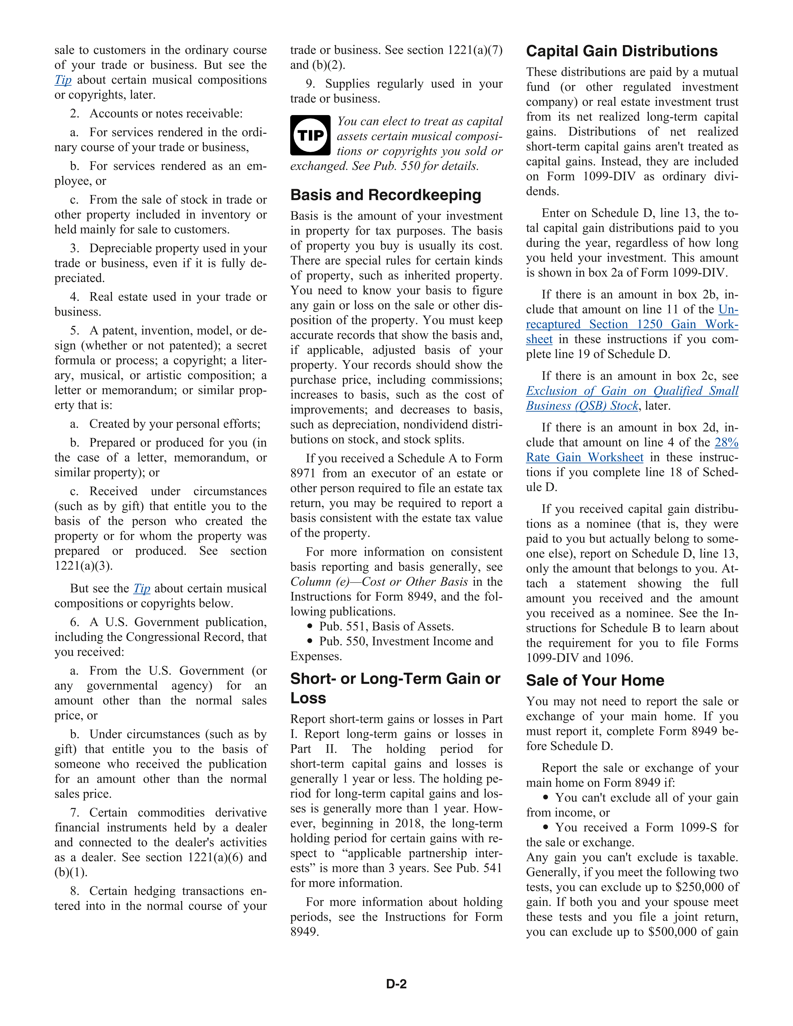 IRS Schedule D Instructions