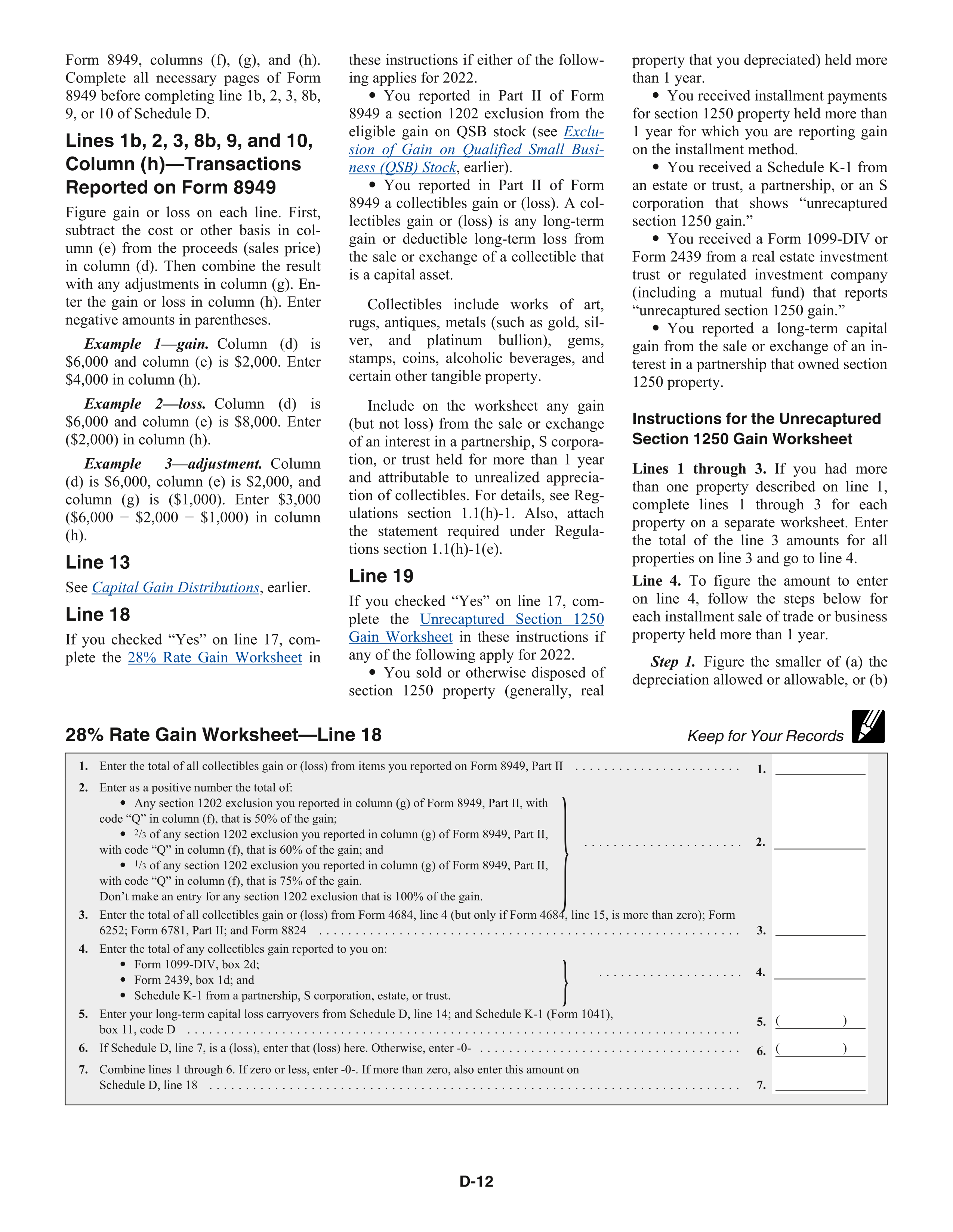 IRS Schedule D Instructions