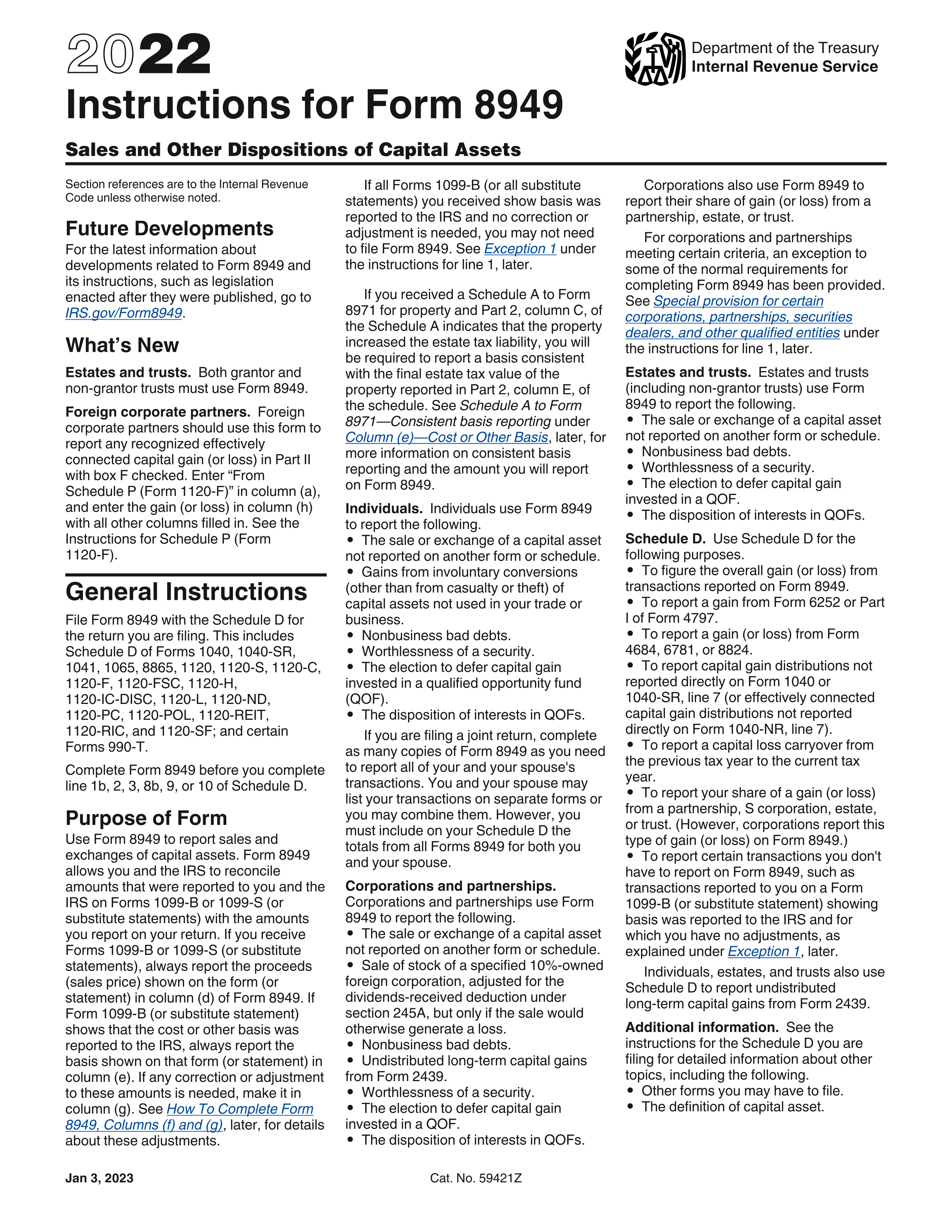 IRS Form 8949 Instructions