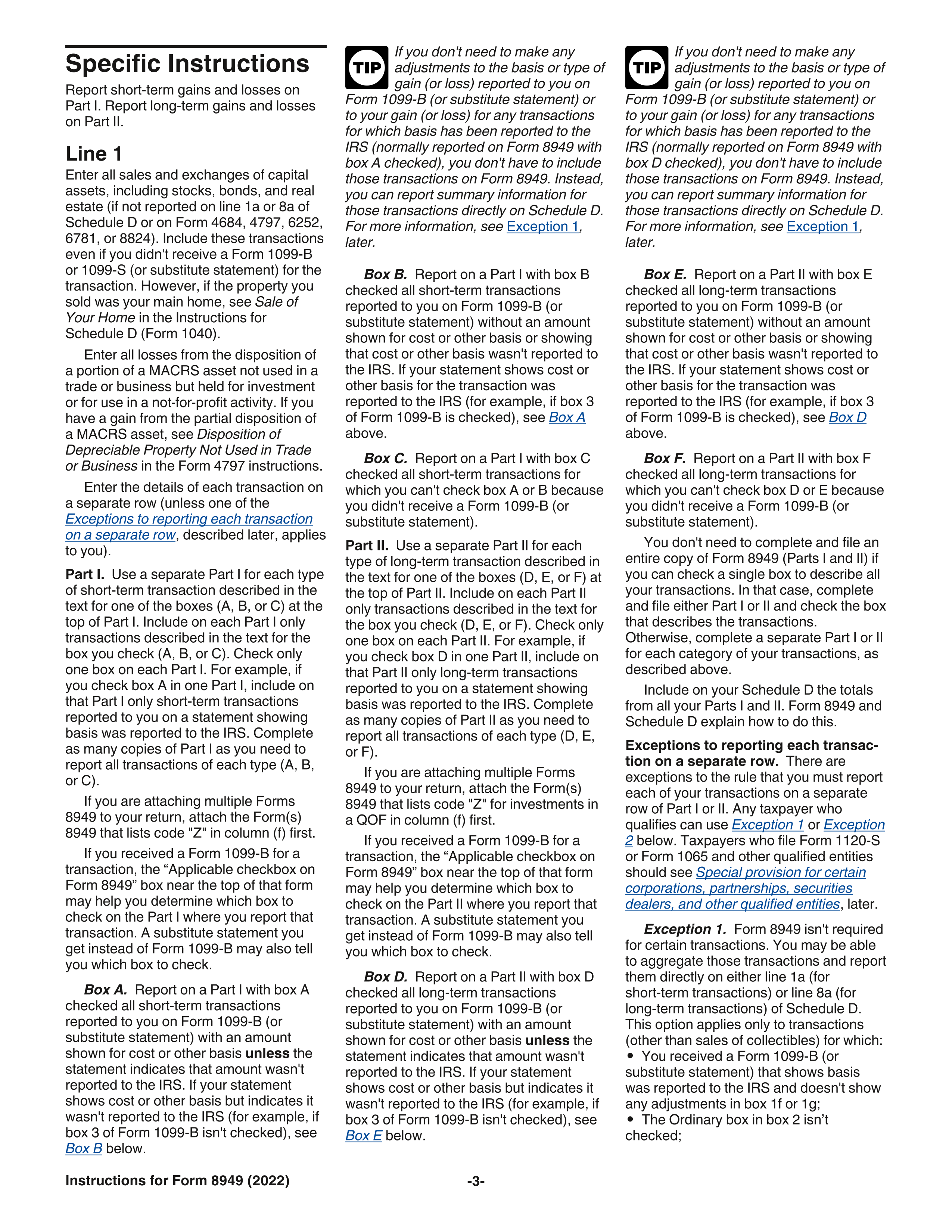 IRS Form 8949 Instructions