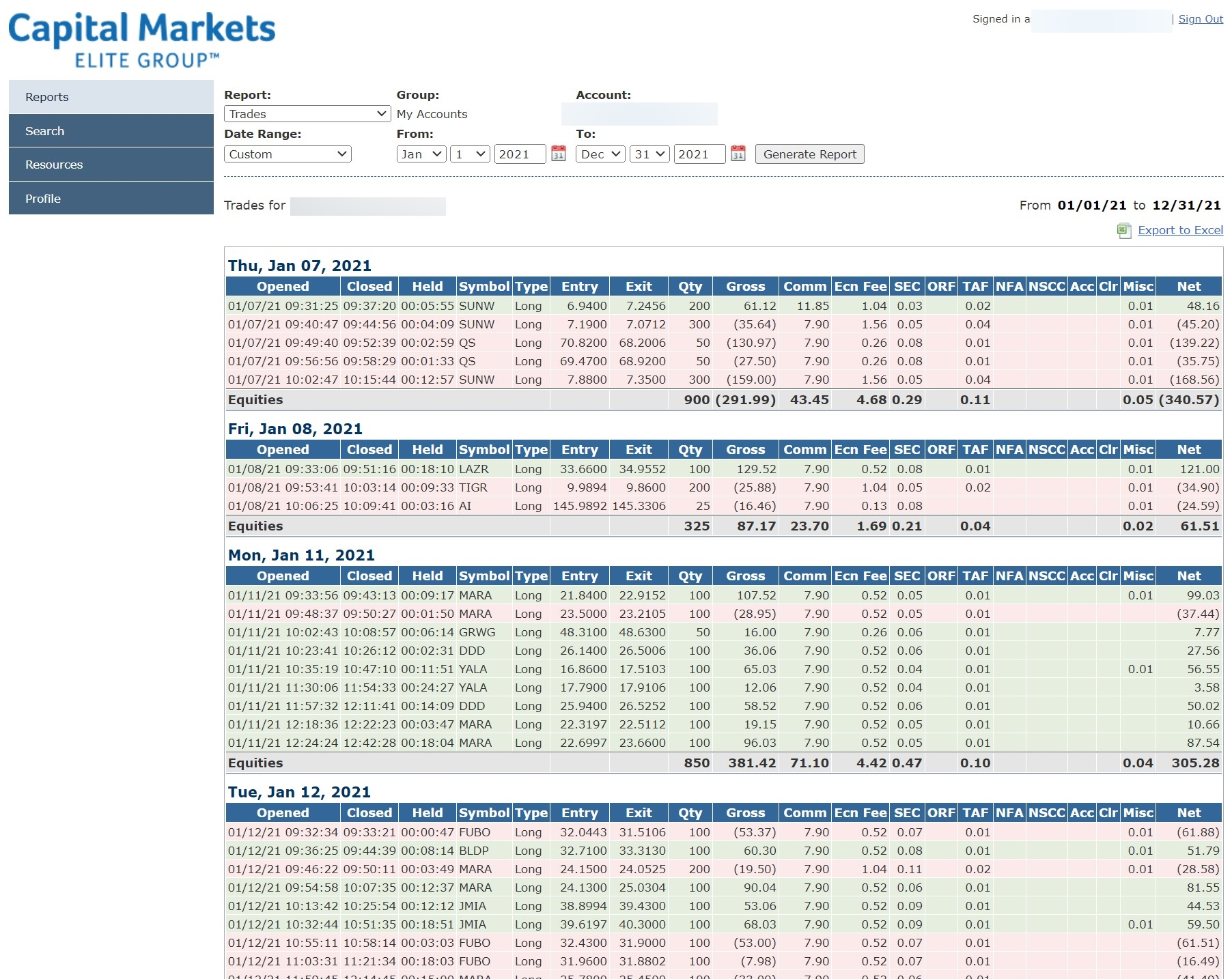 Capital Markets Elite Group Download Screen