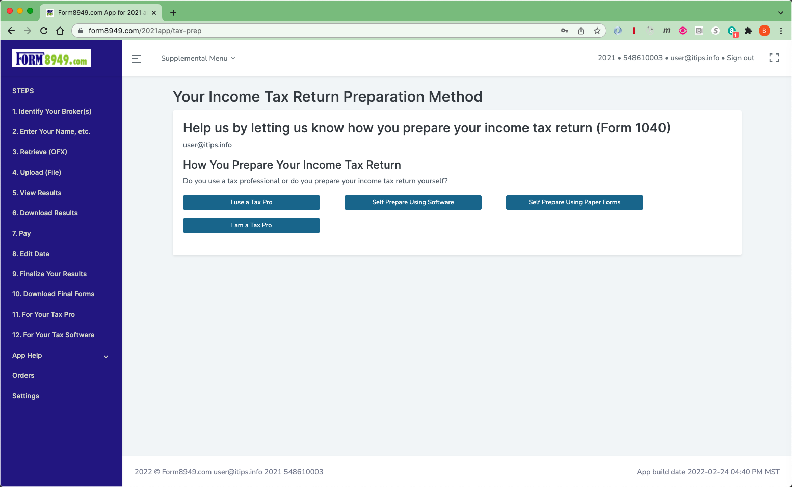 Your Income Tax Return Preparation Method