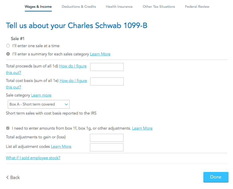 online generation of schedule d and form 8949 for 10 00
